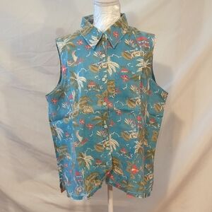 Eddie Bauer Blue and Green Button Down Shirt